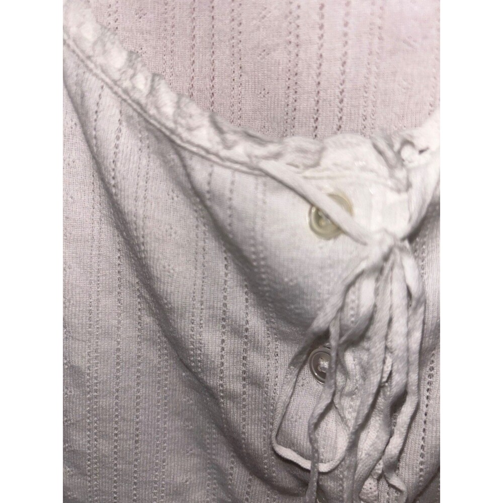 Doen Lois Tank Top size S Pointelle Knit Salt White Button Front Lace Trim - Picture 5 of 10